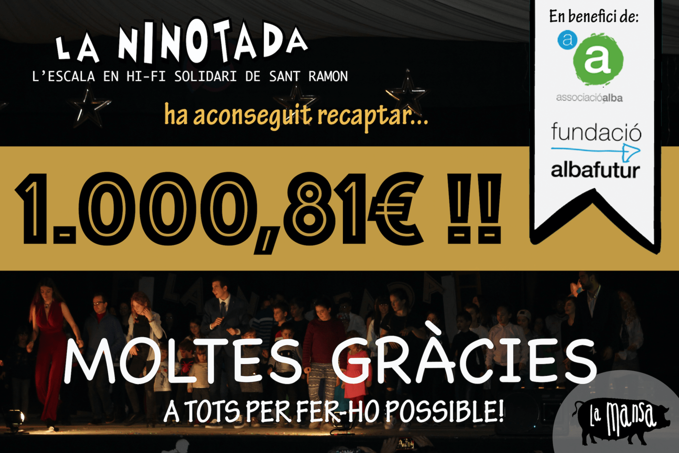 La Ninotada recapta 1.000 euros en benefici de l’Associació Alba de Tàrrega