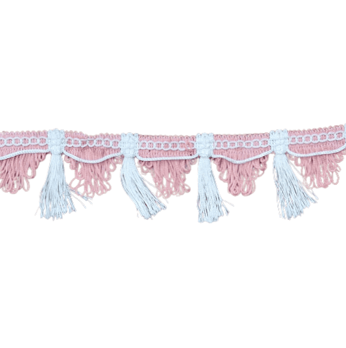Pasamanería Flecos rosas y blancos
