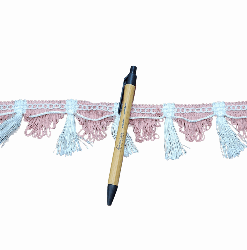 Pasamanería Flecos rosas y blancos - 1