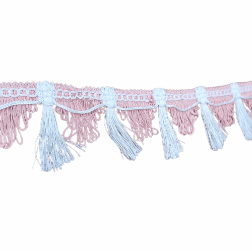 Pasamanería Flecos rosas y blancos - 2