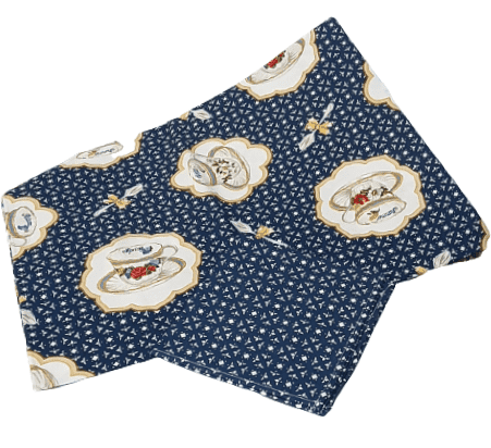 Mantelería tazas azul 150 x 150 + 4