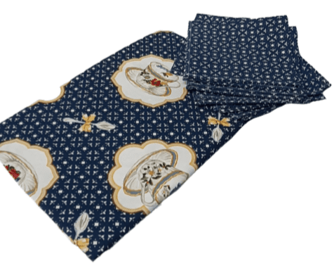 Mantelería tazas azul 150 x 150 + 4 - 2