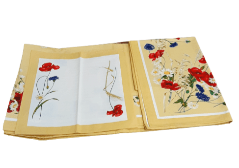 Mantelería italiana amarilla flores 150 x 220