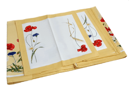 Mantelería italiana amarilla flores 150 x 220 - 2