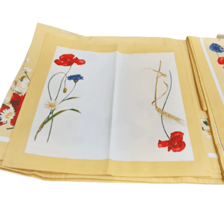 Mantelería italiana amarilla flores 150 x 220 - 4