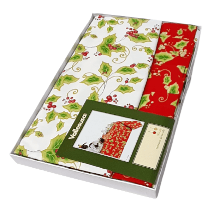 Mantelería Navidad Acebo cruda
