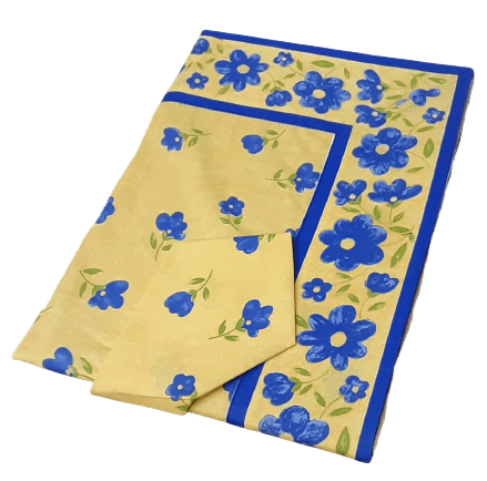 Mantelerías Amarillas flores azules