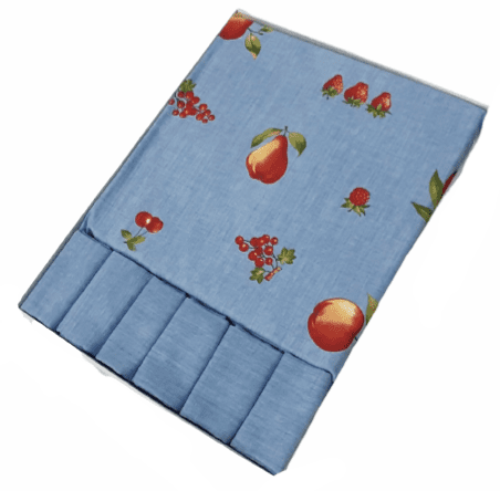 Mantelería manzanas Azul 150 x 150 + 6