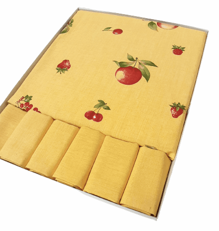Mantelería manzanas Amarilla 150 x 150 + 6 - 2