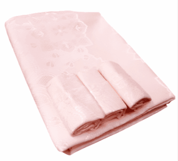 Mantelería jaquard rosa 150 x 150 + 6