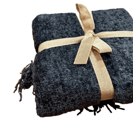 Manta chenilla gris con brillantina 130 x 170 - 1