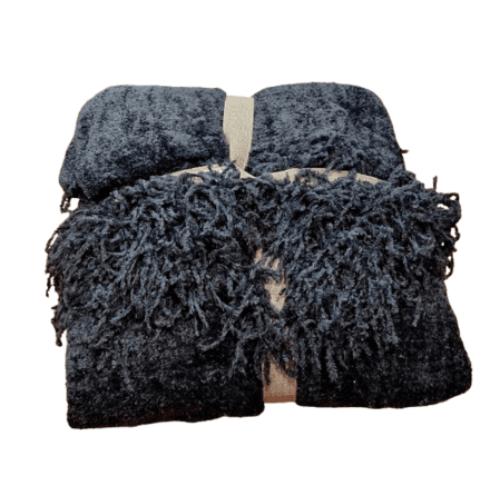 Manta chenilla gris con brillantina 130 x 170 - 2