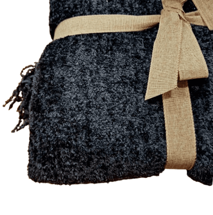 Manta chenilla gris con brillantina 130 x 170 - 3