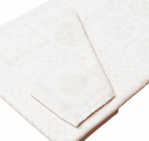 Mantelería adamascada beige 150 x 150 + 6 - 1