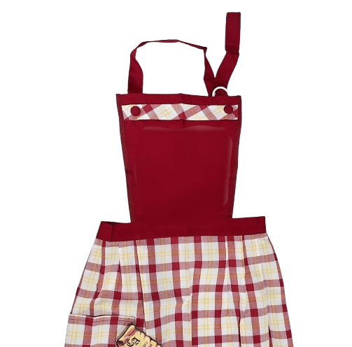 Delantal artesanal cuadritos Granate