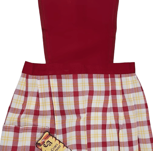 Delantal artesanal cuadritos Granate - 3