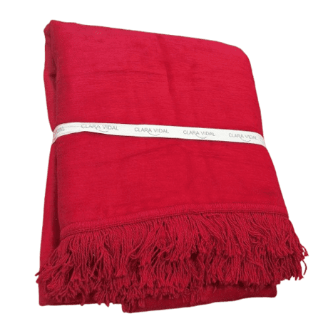 Manta roja flecos paño 130 x 170