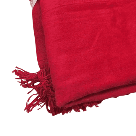 Manta roja flecos paño 130 x 170 - 3