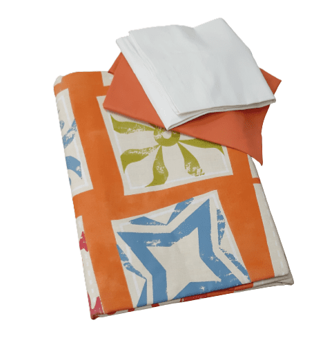 Funda nórdica algodón cuadros naranja 90 - 1