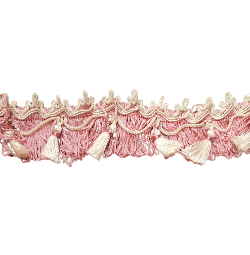 Pasamanería Flecos rosas y beige