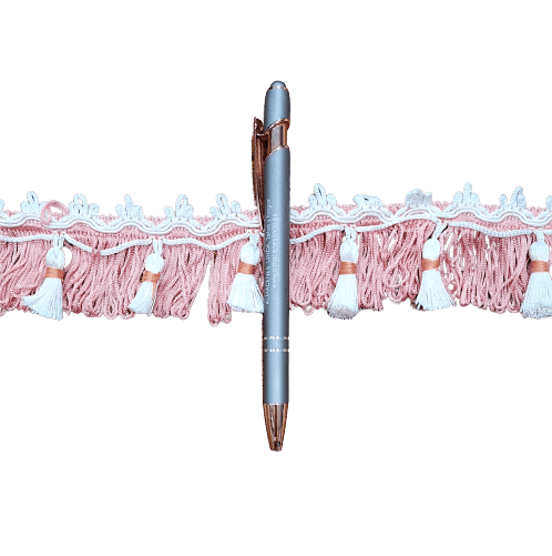 Pasamanería Flecos rosas malva y blanco - 1