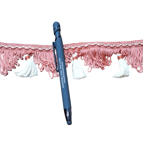 Pasamanería flecos rosas y blanco - 1