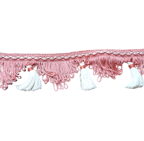 Pasamanería flecos rosas y blanco - 2