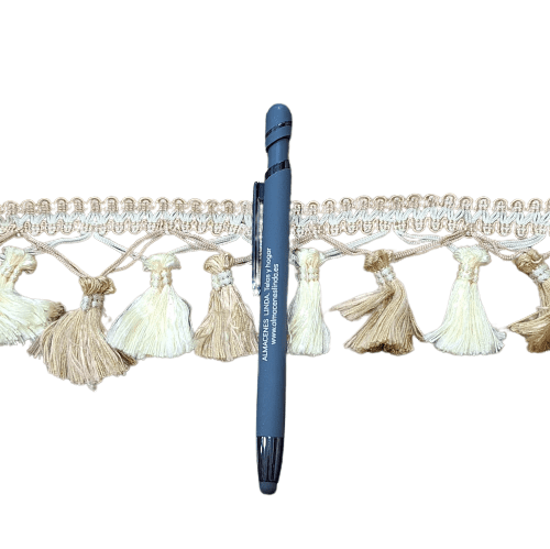 Pasamanería Flecos beige y marrón clarito - 1