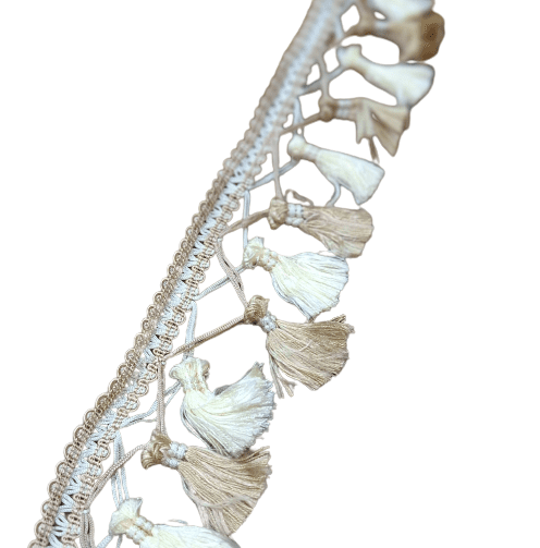 Pasamanería Flecos beige y marrón clarito - 2