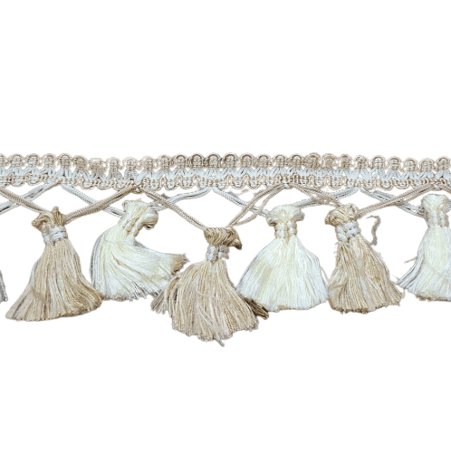 Pasamanería Flecos beige y marrón clarito - 3