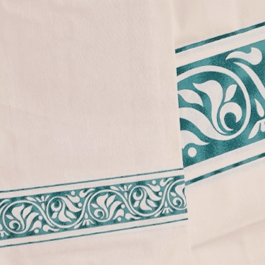 Cortina de baño loneta beige greca verde - 2