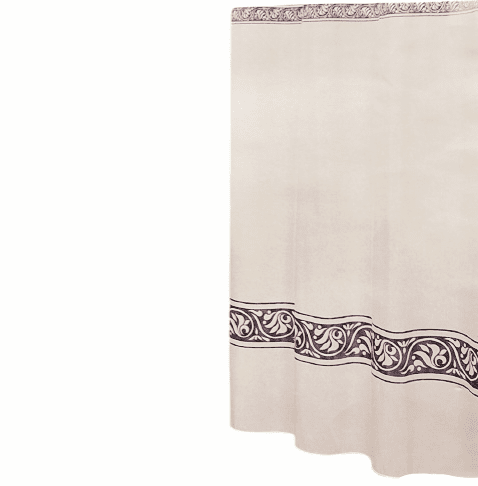 Cortina de baño loneta beige greca verde - 4