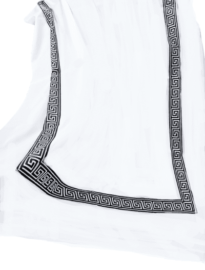 Cortinas de baño blanca greca negra