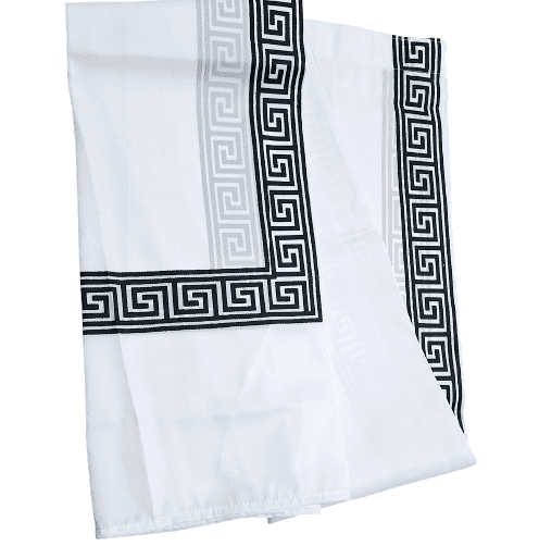 Cortinas de baño blanca greca negra - 1