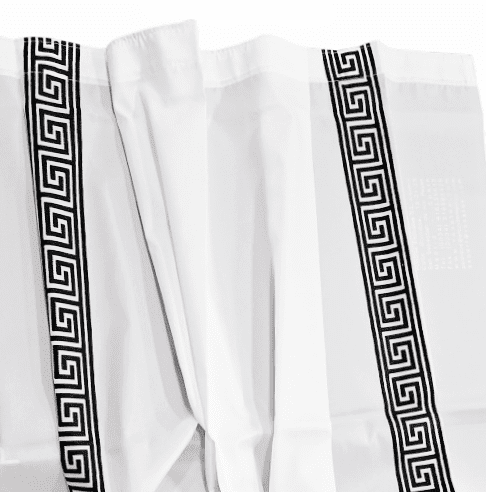 Cortinas de baño blanca greca negra - 3