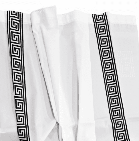 Cortinas de baño blanca greca negra - 3