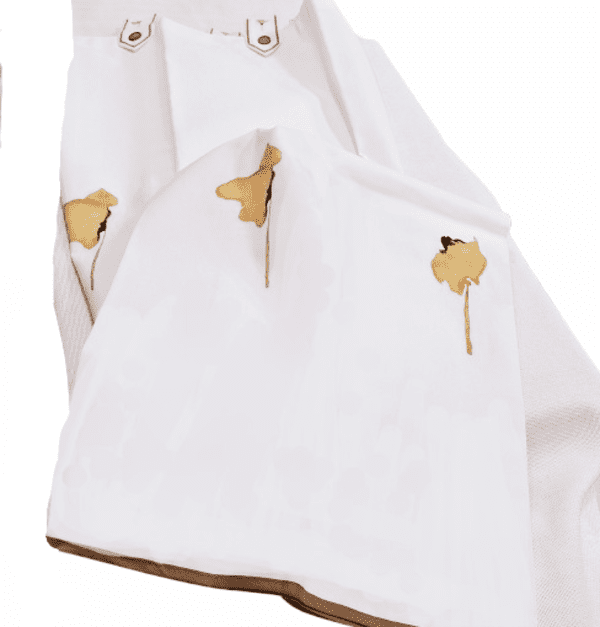 Cortina de baño de loneta con flores ocre - 1