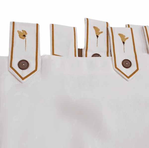 Cortina de baño de loneta con flores ocre - 2