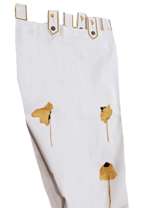 Cortina de baño de loneta con flores ocre - 3