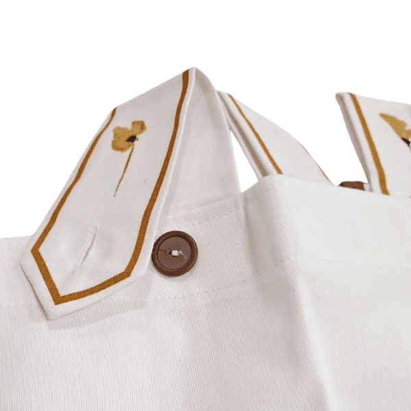 Cortina de baño de loneta con flores ocre - 4