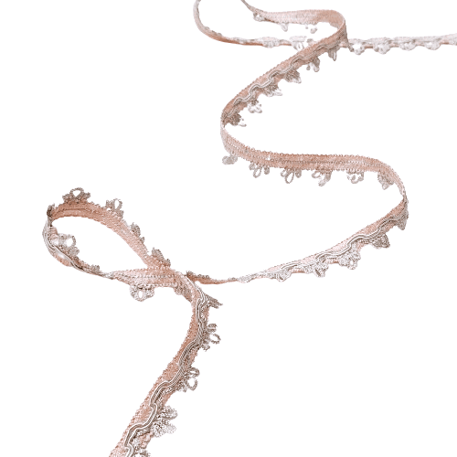 Galón estrecho gris y rosa - 1