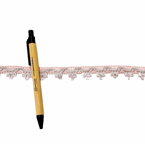 Galón estrecho gris y rosa - 2