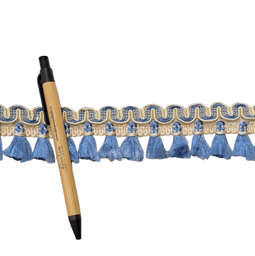 Flecos azules y beige sedosos