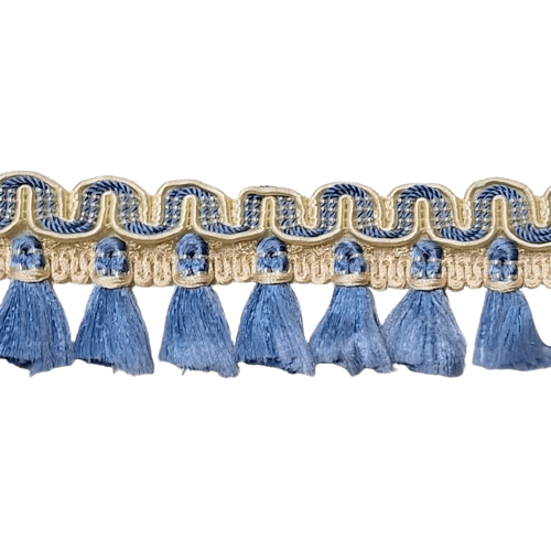 Flecos azules y beige sedosos - 1