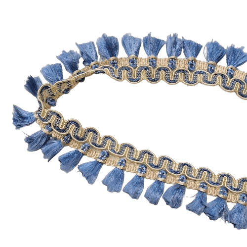 Flecos azules y beige sedosos - 2