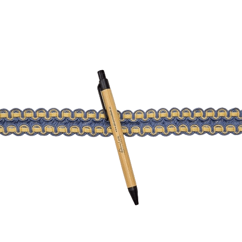 Galón de algodón azul y amarillo