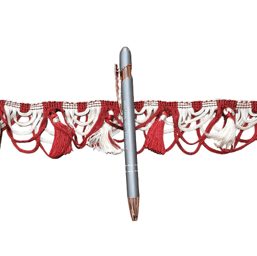 Pasamanería Flecos granates y beige - 1