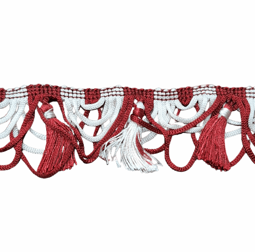 Pasamanería Flecos granates y beige - 2