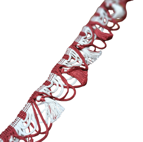 Pasamanería Flecos granates y beige - 3