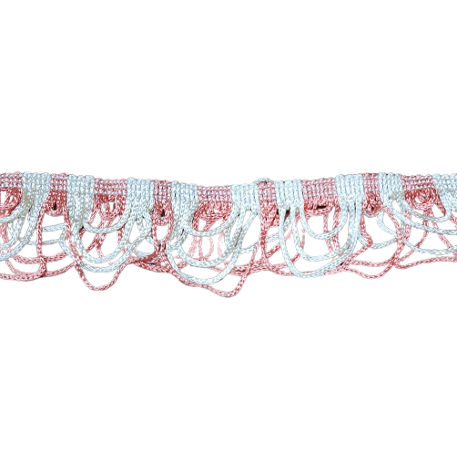 Pasamanería Flecos ondas salmón y beige
